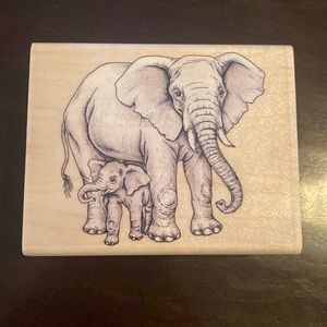 Rubber Stampede Elephant and Child